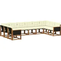 vidaXL Ensemble de salon de jardin, 10 pièces, couleurs naturelles et crème