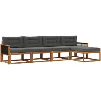 vidaXL Ensemble de canapés d'extérieur avec coussins 5 pièces Nature et Anthracite