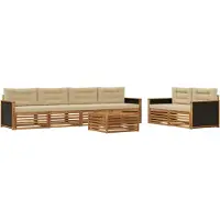 vidaXL Ensemble de salon de jardin , 7 pièces, en polyester naturel et beige