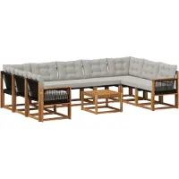 vidaXL Ensemble de canapés d'extérieur avec coussins (10 pièces), couleur naturelle et gris clair