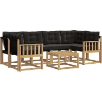 vidaXL Ensemble de canapés d'extérieur avec coussins, 7 pièces, blanc et noir
