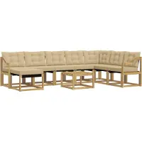 vidaXL Ensemble de canapés d'extérieur avec coussins, 9 pièces, blanc et beige