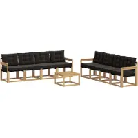 vidaXL Ensemble de canapés d'extérieur avec coussins, 9 pièces, blanc et noir