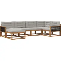 vidaXL Ensemble de canapés d'extérieur avec coussins, 6 pièces, couleur naturelle et gris clair