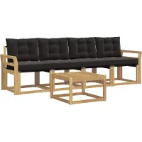 vidaXL Ensemble de canapés d'extérieur avec coussins, 5 pièces, blanc et noir