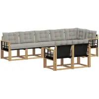 vidaXL Ensemble de salon de jardin 8 pièces, blanc et gris clair