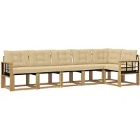 vidaXL Ensemble de canapés d'extérieur avec coussins, 6 pièces, blanc et beige