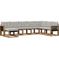 vidaXL Ensemble de canapés d'extérieur avec coussins, 8 pièces, couleur naturelle et gris clair