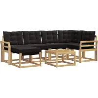 vidaXL Ensemble de canapés d'extérieur avec coussins, 7 pièces, blanc et noir