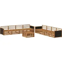 vidaXL Ensemble de salon de jardin 9 pièces en bois d'acacia massif, finition naturelle