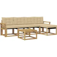 vidaXL Ensemble de canapés d'extérieur avec coussins, 6 pièces, blanc et beige