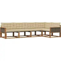vidaXL Ensemble de canapés d'extérieur avec coussins 5 pièces Nature et Beige