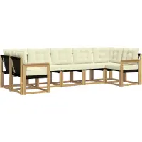vidaXL Ensemble de canapés d'extérieur avec coussins, 7 pièces, blanc et crème