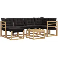 vidaXL Ensemble de canapés d'extérieur avec coussins, 7 pièces, blanc et noir