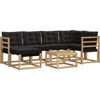 vidaXL Ensemble de canapés d'extérieur avec coussins, 7 pièces, blanc et noir