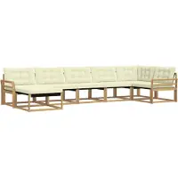 vidaXL Ensemble de canapés d'extérieur avec coussins, 7 pièces, blanc et crème