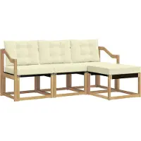 vidaXL Ensemble de salon de jardin 4 pièces, blanc et crème