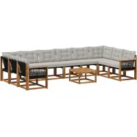 vidaXL Ensemble de canapés d'extérieur avec coussins, 11 pièces, couleur naturelle et gris clair