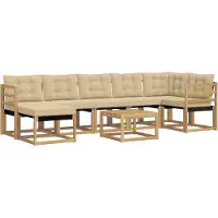vidaXL Ensemble de canapés d'extérieur avec coussins, 8 pièces, blanc et beige