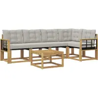 vidaXL Ensemble de salon de jardin 6 pièces, blanc et gris clair