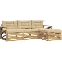 vidaXL - Ensemble de salon de jardin, 4 pièces, blanc et beige, en polyester