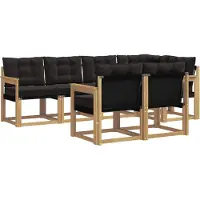 vidaXL Ensemble de canapés d'extérieur avec coussins, 7 pièces, blanc et noir