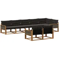 vidaXL Ensemble de canapés d'extérieur avec coussins 8 pièces Naturel et Noir