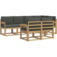 vidaXL Ensemble de salon de jardin , 7 pièces, blanc et anthracite, en polyester