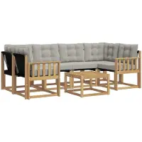 vidaXL Ensemble de salon de jardin 7 pièces, blanc et gris clair