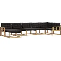 vidaXL Ensemble de canapés d'extérieur avec coussins, 7 pièces, blanc et noir