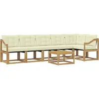 vidaXL Ensemble de canapés d'extérieur avec coussins, 7 pièces, blanc et crème