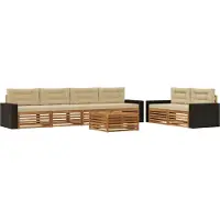 vidaXL Ensemble de salon de jardin , 7 pièces, en polyester naturel et beige