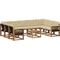 vidaXL Ensemble de canapés d'extérieur avec coussins 10 pièces Nature et Beige