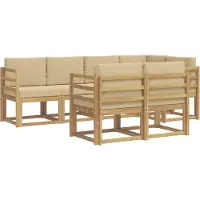 vidaXL Ensemble de canapés d'extérieur avec coussins, 7 pièces, blanc et beige, polyester