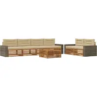 vidaXL Ensemble de salon de jardin , 7 pièces, en polyester naturel et beige