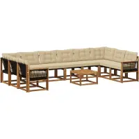 vidaXL Ensemble de canapés d'extérieur avec coussins 11 pièces Nature et Beige