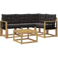 vidaXL Ensemble de canapés d'extérieur avec coussins, 5 pièces, blanc et noir