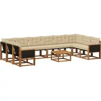 vidaXL Ensemble de canapés d'extérieur avec coussins 11 pièces Nature et Beige