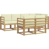 vidaXL Ensemble de salon de jardin , 7 pièces, blanc et crème, en polyester