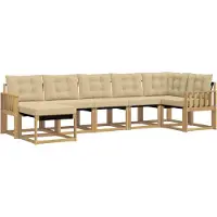 vidaXL Ensemble de canapés d'extérieur avec coussins, 7 pièces, blanc et beige