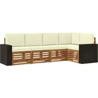 vidaXL Ensemble de salon de jardin , 5 pièces, en polyester, couleurs naturelles et crème