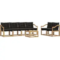 vidaXL Ensemble de canapés d'extérieur avec coussins, 7 pièces, blanc et noir