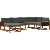 vidaXL Ensemble de canapés d'extérieur avec coussins 6 pièces Nature et Anthracite