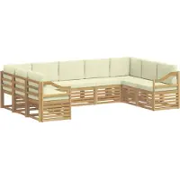 vidaXL Ensemble canapé d'angle avec coussins (9 pièces), blanc et crème, en polyester