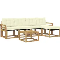 vidaXL Ensemble de canapés d'extérieur avec coussins, 6 pièces, blanc et crème