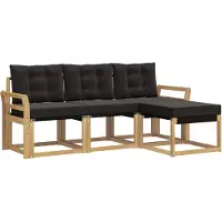 vidaXL Ensemble de canapés d'extérieur avec coussins, 4 pièces, blanc et noir