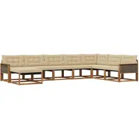 vidaXL Ensemble de salon de jardin 8 pièces, bois d'acacia massif, couleurs naturelles et beige