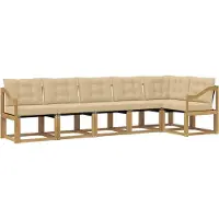 vidaXL Ensemble de canapés d'extérieur avec coussins, 6 pièces, blanc et beige