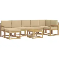 vidaXL Ensemble de salon de jardin 8 pièces, blanc et beige, en polyester