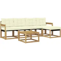 vidaXL Ensemble de salon de jardin 6 pièces, blanc et crème